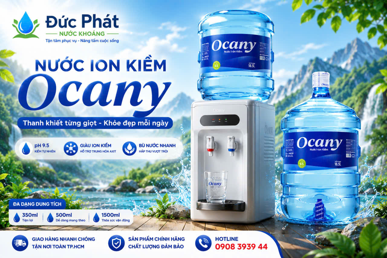 Dịch vụ giao nước uống ion kiềm Ocany bình 18.5L tận nơi tại TP HCM Đại lý giao nước ion kiềm Ocany bình 18.5L