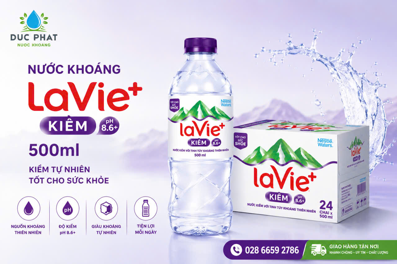 nước khoáng LaVie+ Kiềm 500ml Nước khoáng LaVie Kiềm 500ml thùng 24 chai