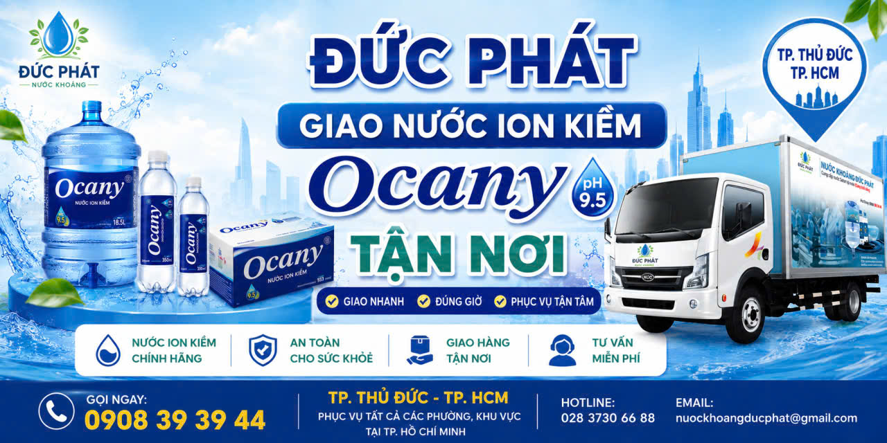 dịch vụ giao nước uống tận nhà Nếu bạn đang tìm Đại lý nước ion kiềm Ocany uy tín tại TP.HCM, hãy lựa chọn Đức Phát để được phục vụ nhanh chóng và chuyên nghiệp.