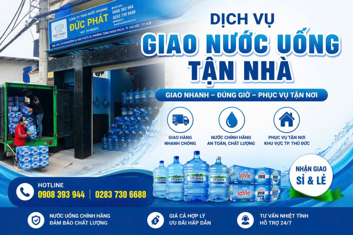 giao nước đóng chai tận nơi nhanh nhất Dịch vụ giao nước uống tận nhà tại Phường Linh Xuân, Tp. HCM