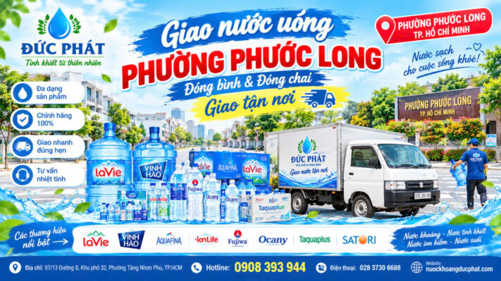 Giao nước uống Phường Phước Long là dịch vụ được Công Ty TNHH Nước Khoáng Đức Phát cung cấp nhằm đáp ứng nhu cầu sử dụng nước uống của hộ gia đình, văn phòng, công ty, cửa hàng, nhà hàng, trường học, công trình và doanh nghiệp tại Phường Phước Long, TP.HCM.